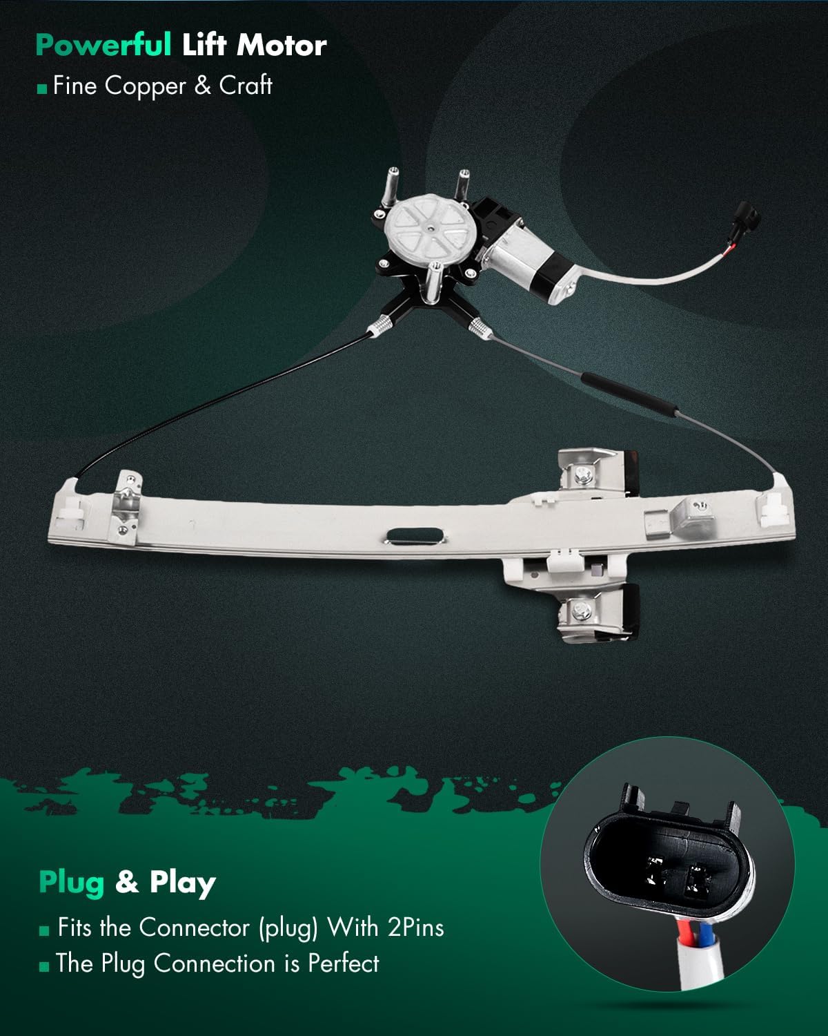 SCITOO Window Regulator Power Window Regulator fits for 2005-2010 For Dodge Dakota 2006-2008 For Mitsubishi Raider 2011 For Ram Dakota Front Right Passenger Side with Motor 55359566AA 748-115