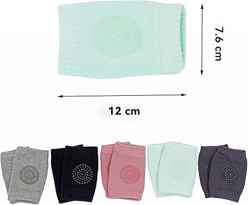 Miniatura 6 de Rodillera de bebé para gatear, rodilleras para bebés, calentadores elásticos de piernas, protector de piernas antideslizante para niños pequeños (5
