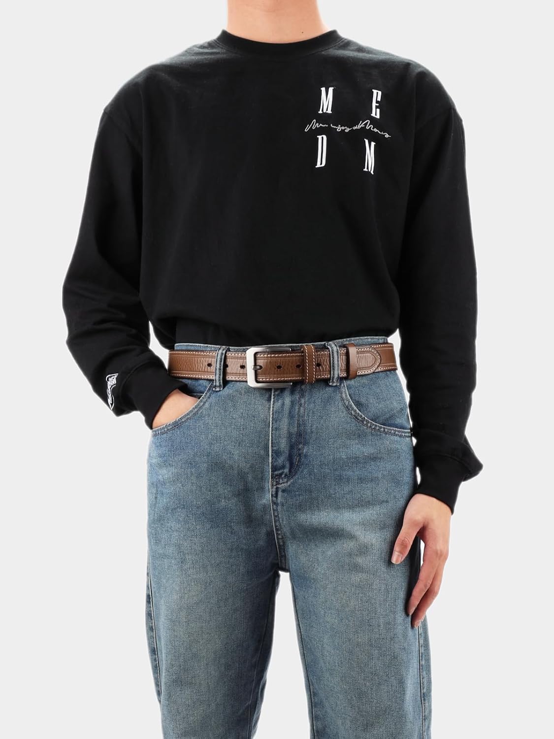 Mens Belts Full Grain Leather Real Italian Material Western Cowboy Belt 1.5 Wide Casual Jean Belt Gift Box Packaging - Image 5