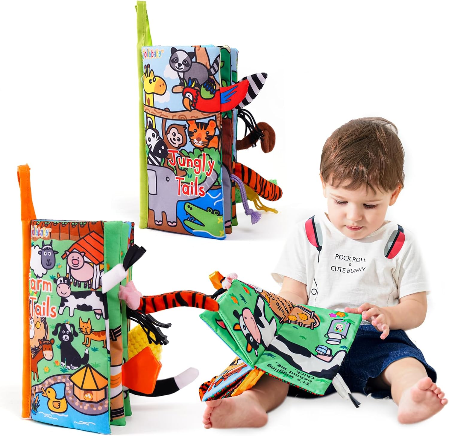 Jollybaby 2 PCS Sensory Touch and Feel Crinkle Books for