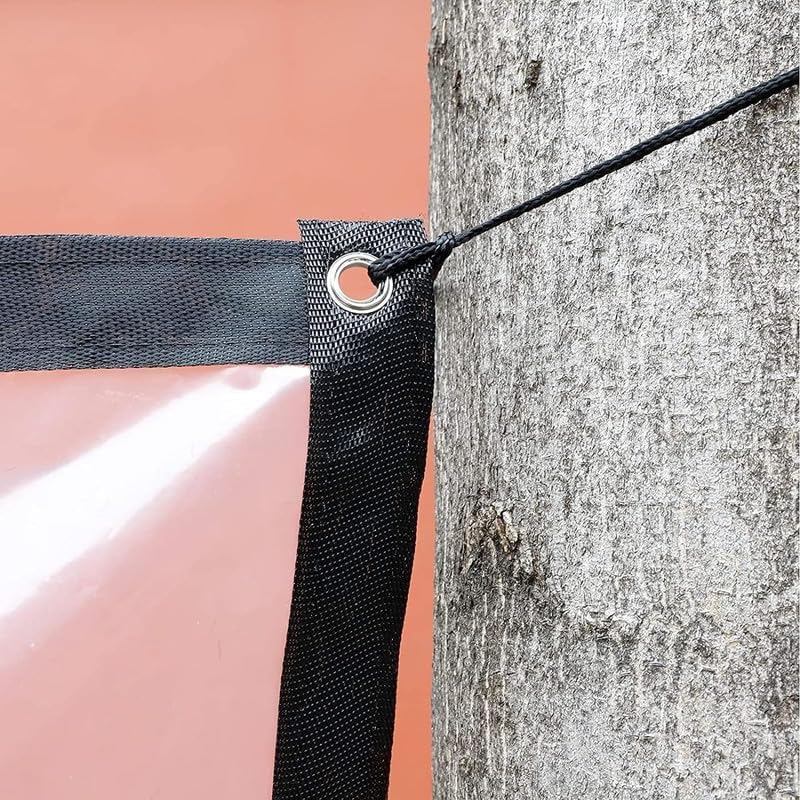 7x14 FT PVC Clear Waterproof Cover Tarp Foldable，Multi-Purpose Plastic Poly Tarps with Grommets and Reinforced Edges，Thick 0.3 MM