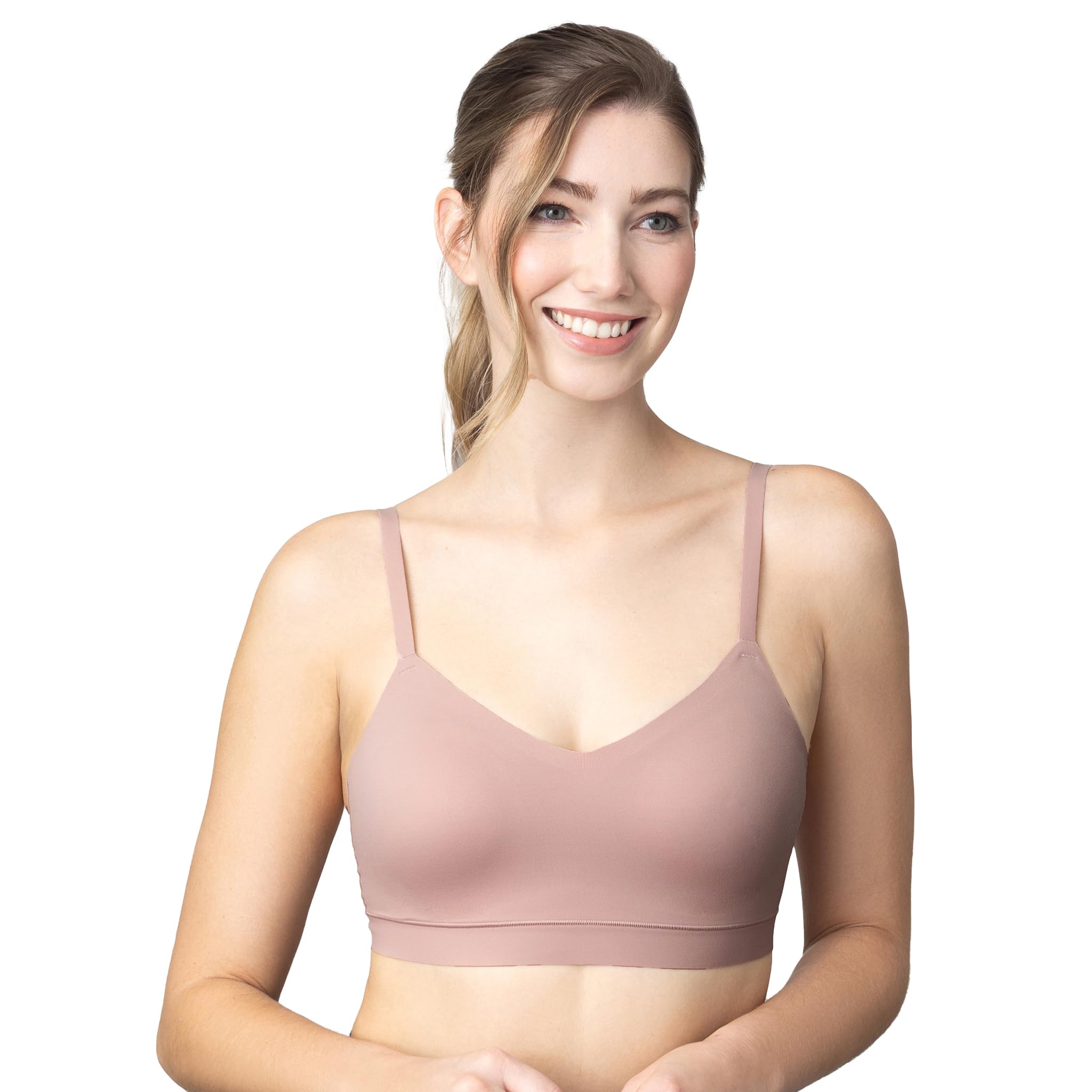 Floatley Cozy Adjustable Bra Comfort Wirefree Seamless Bra with Embedded Pad for Women, Adobe Rose, XL