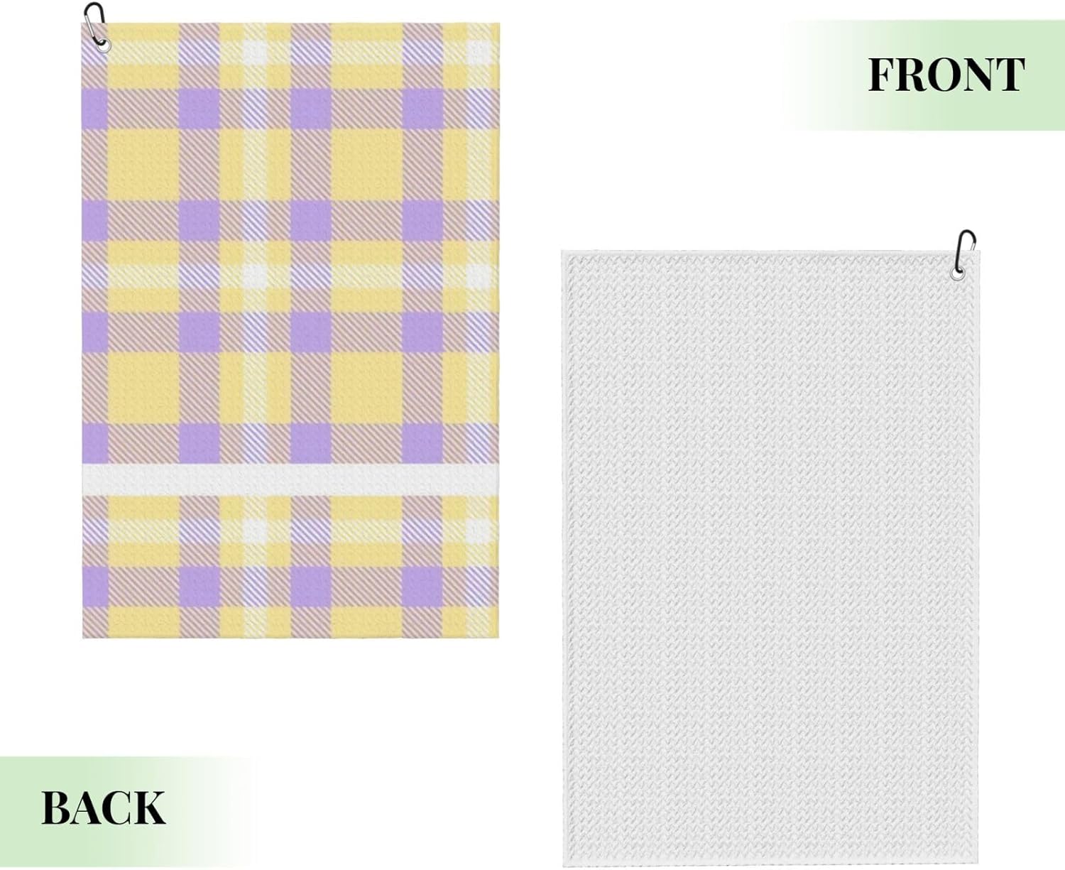Colourful-Classic-Modern-Plaid-Tartan-Print-in-This-is-A-Classic-Plaidchecker Microfiber Golf Towel with Carabiner Clip, 16x24 Inch Absorbent Waffle Weave Towel for Golf Bags