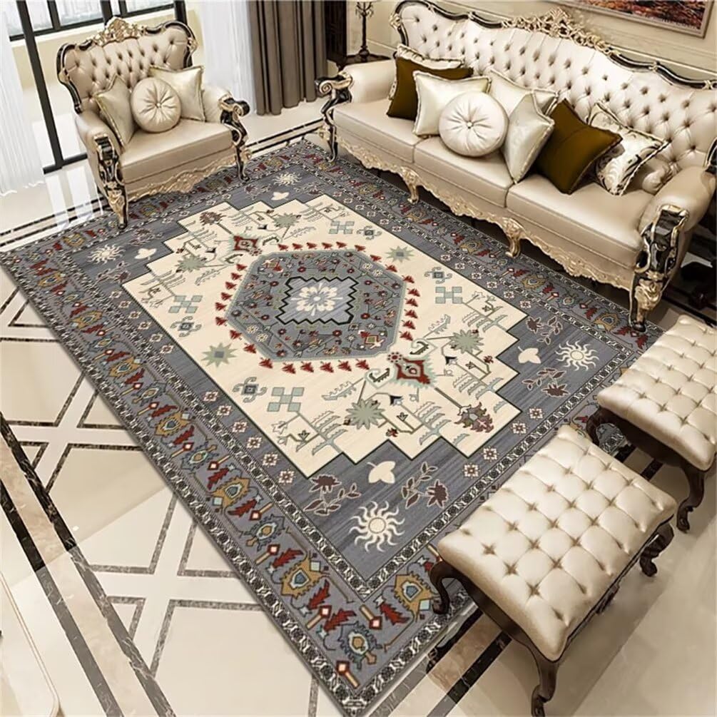 Tapis de chambre lavable 150x200 cm anti-glisse pour maison avec animaux