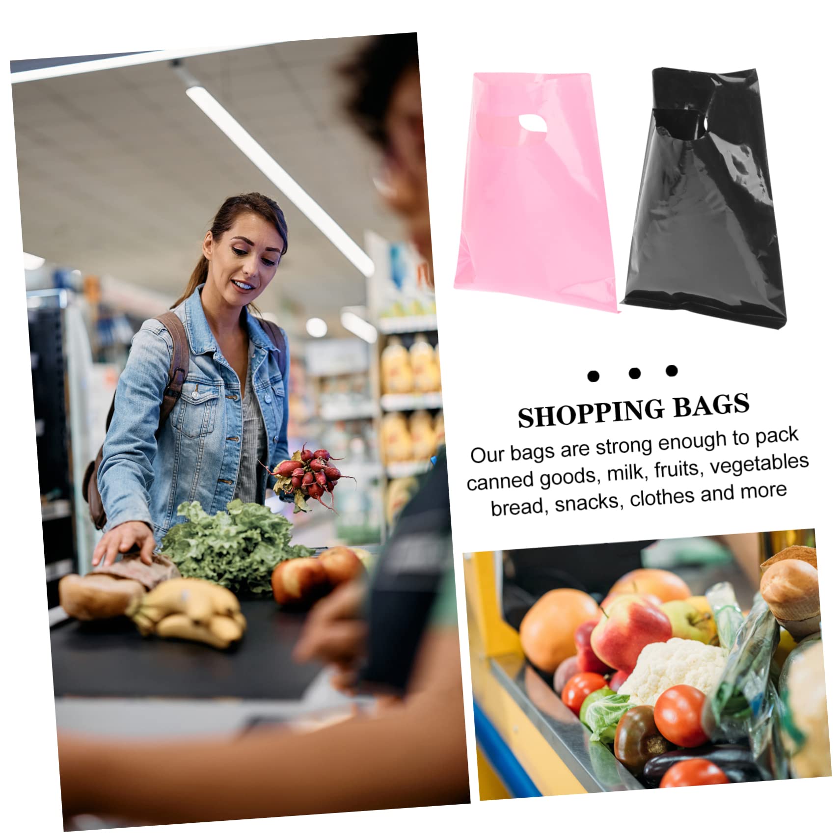 Cabilock Reusable Shopping Bags Pcs Large T-shirt Bags for Grocery Shopping for Retail Stores Restaurants Small Business