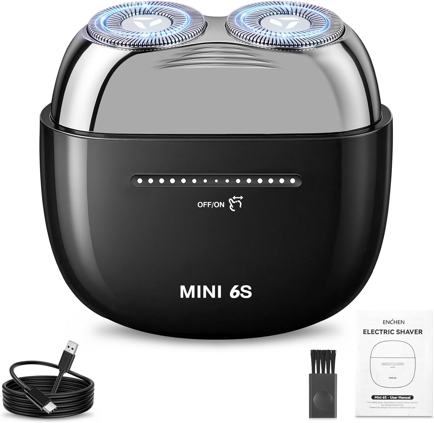 Mini Electric Shavers for Men, Electric Rotary Razor for Men, IPX7 Waterproof Rechargeable Portable Travel Shaver with Slide Touch Form Switch, Cordle