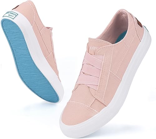 Miniatura 4 de JENN ARDOR Zapatos deportivos elegantes sin cordones para mujer, sin cordones, elásticos, de lona, zapatos planos de moda, cómodos, casuales
