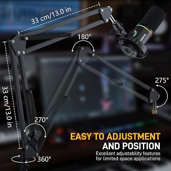 MAONO DM40 Pro AI Wireless Microphone with Mic Boom Arm Stand,AI Noise Cancellation,AI Voice Changer,Tap to Mute Wireless Condenser PC Microphone for Gaming Streaming Recording Podcasting