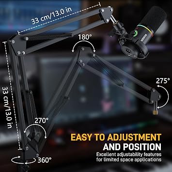 MAONO DM40 Pro AI Wireless Microphone with Mic Boom Arm Stand,AI Noise Cancellation,AI Voice Changer,Tap to Mute Wireless Condenser PC Microphone for Gaming Streaming Recording Podcasting