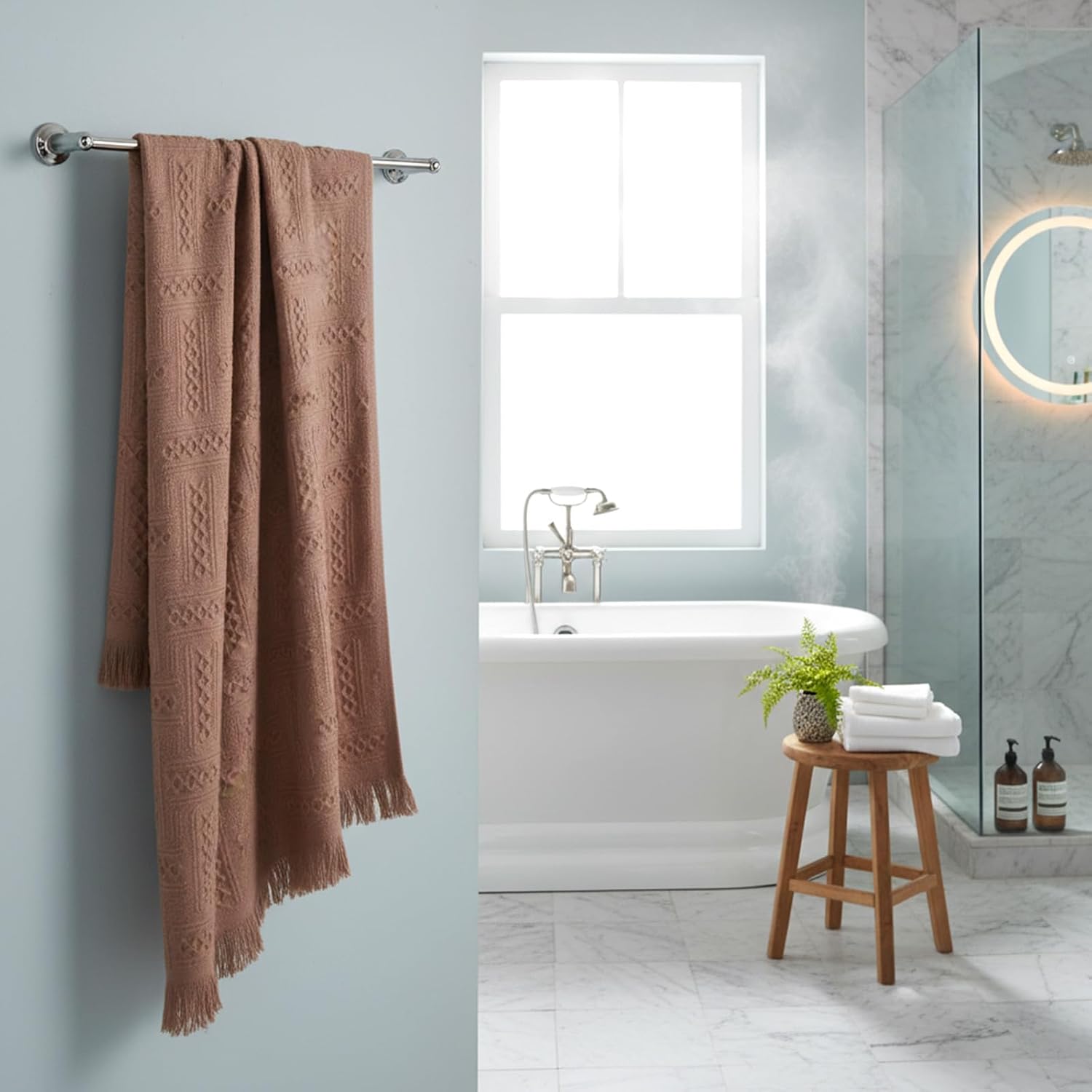 cobee 2Pcs Brown Bathroom Hand Towel, Boho Bathroom Decor, Decorative Hand Towels Bathrooms Brown Kitchen Towels, Farmhouse Bathrooms Decor for Kitchen Hotel Spa Farmhouse
