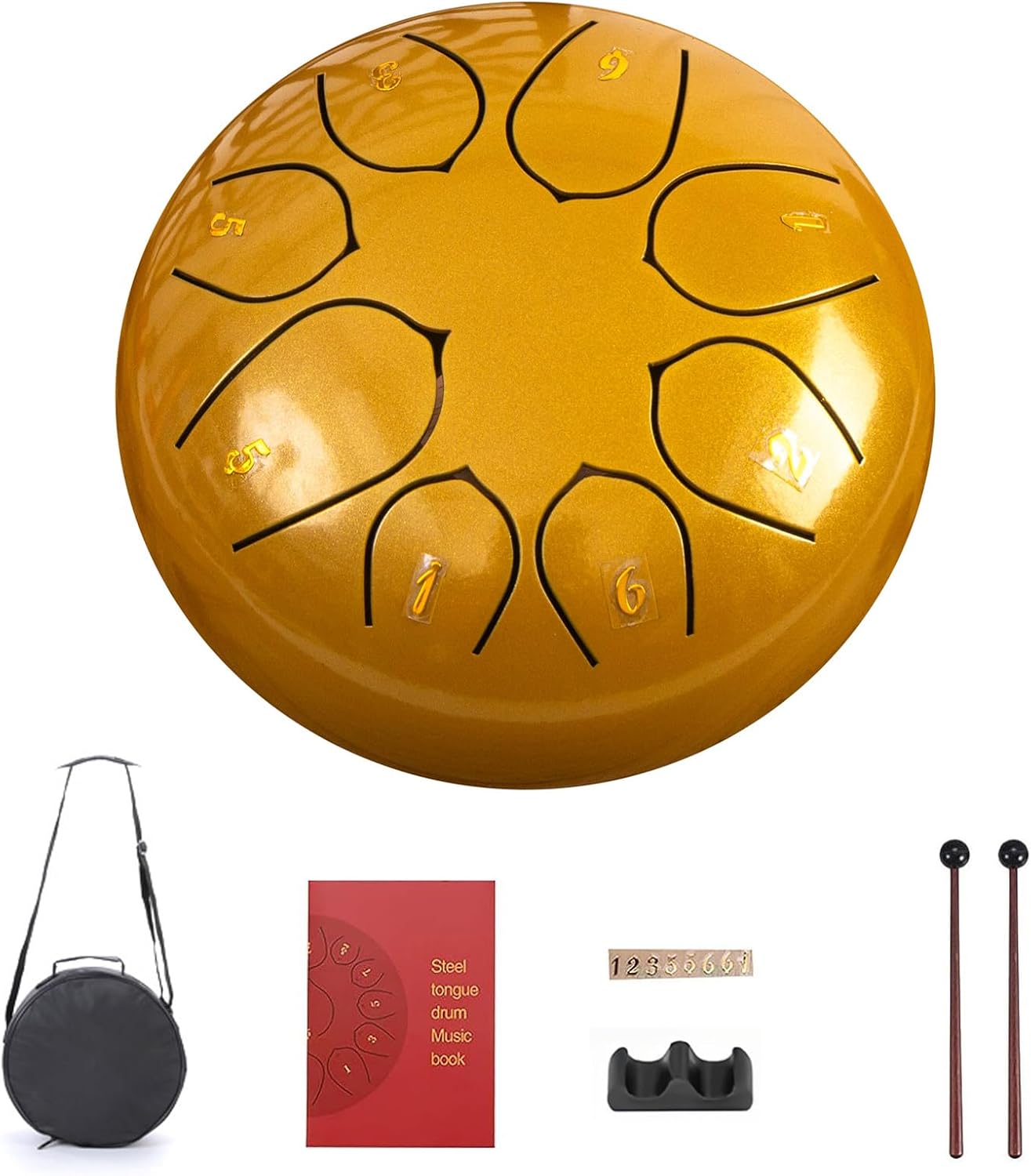 Lancoon Steel Tongue Drum with 6 Inches 8 Notes Hand Pan Durable Musical Instrument Soft Sound Rain Drum Non-Slip Easy to Play for Kids Yoga Meditation Entertainment