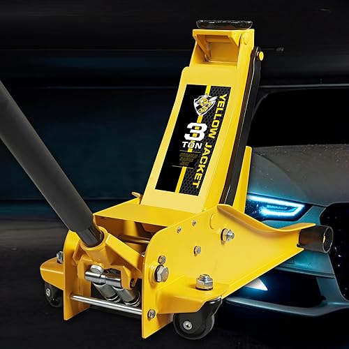 Miniatura 8 de YELLOW JACKET Bomba doble hidráulica de 3 toneladas para elevación rápida del automóvil, gato de servicio de perfil bajo, capacidad de 6600 libras