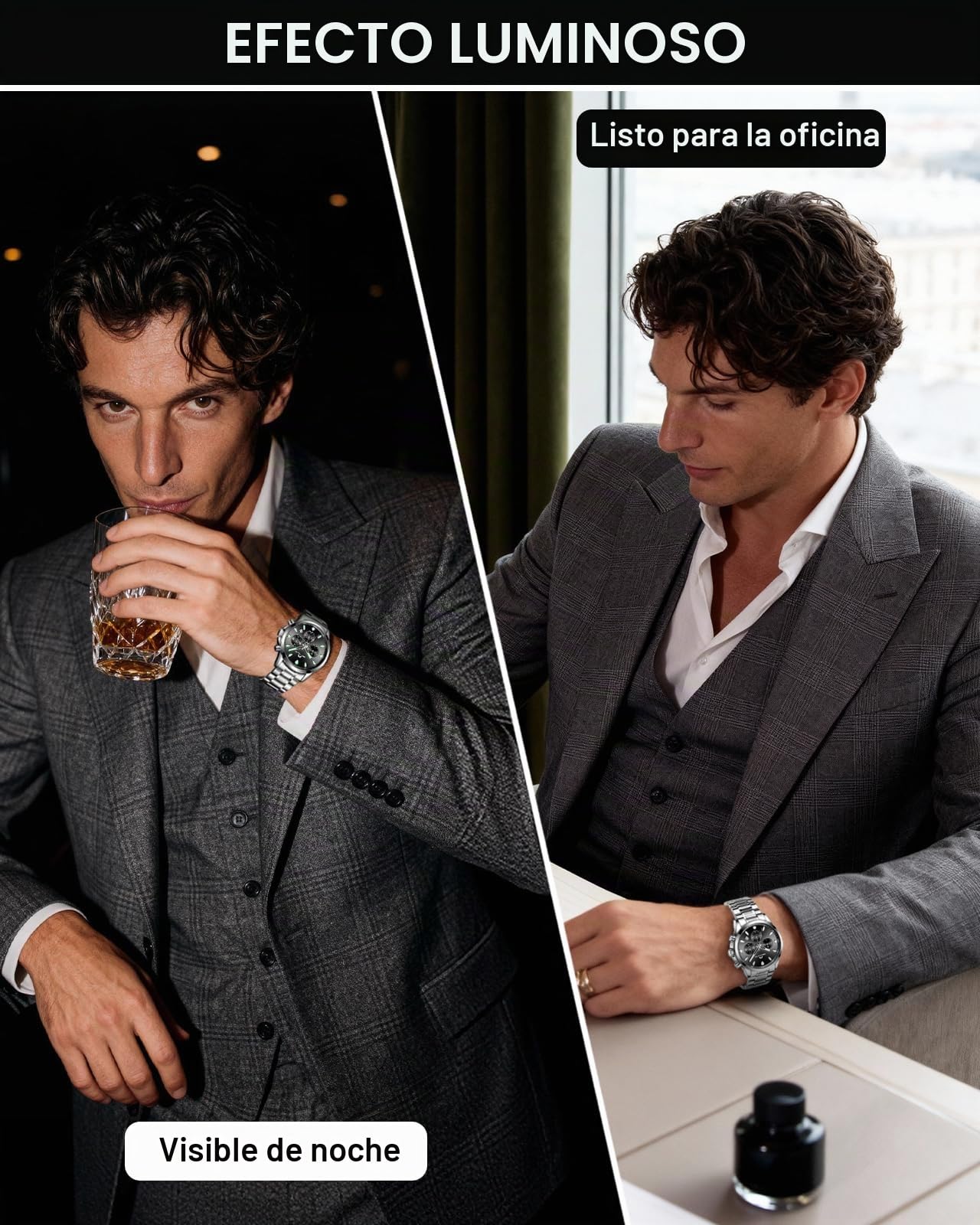 MEGALITH Reloj de Pulsera Elegante Hombre: Cronógrafo Impermeable Analogico Reloj con Fecha Luminosa - Regalo Aniversario Cumpleaños para Formal Negocios Hombre