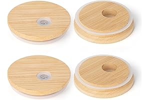 Sungwoo Bamboo Lids for Glass Cups with Straw Hole