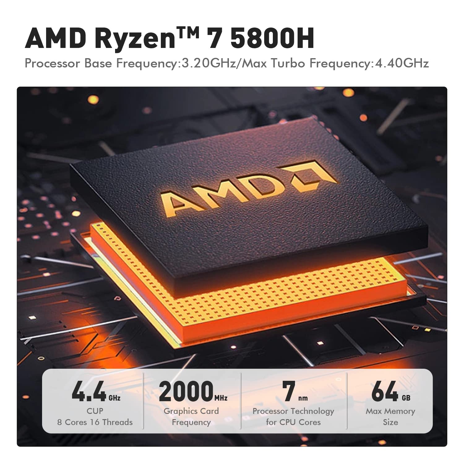 TRIGKEY Mini PC AMD Ryzen 7, 5800H (até 4,4 GHz) Mini desktop para