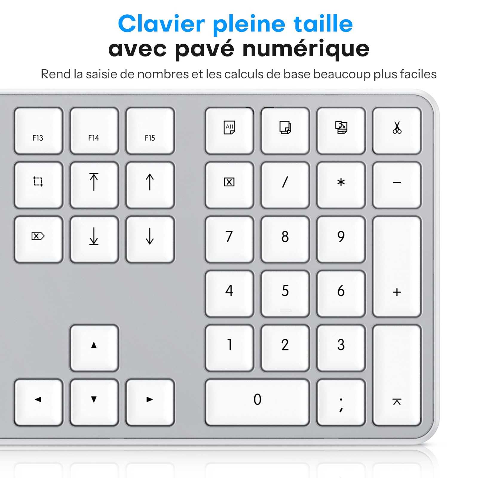OMOTON Clavier Filaire pour Mac, Câble de Clavier avec Double Port (Type C/USB), AZERTY Français pavé Numérique, Compatible avec Apple Mac Pro/Mini, MacBook Air/Neo, iMac Pro, Argent