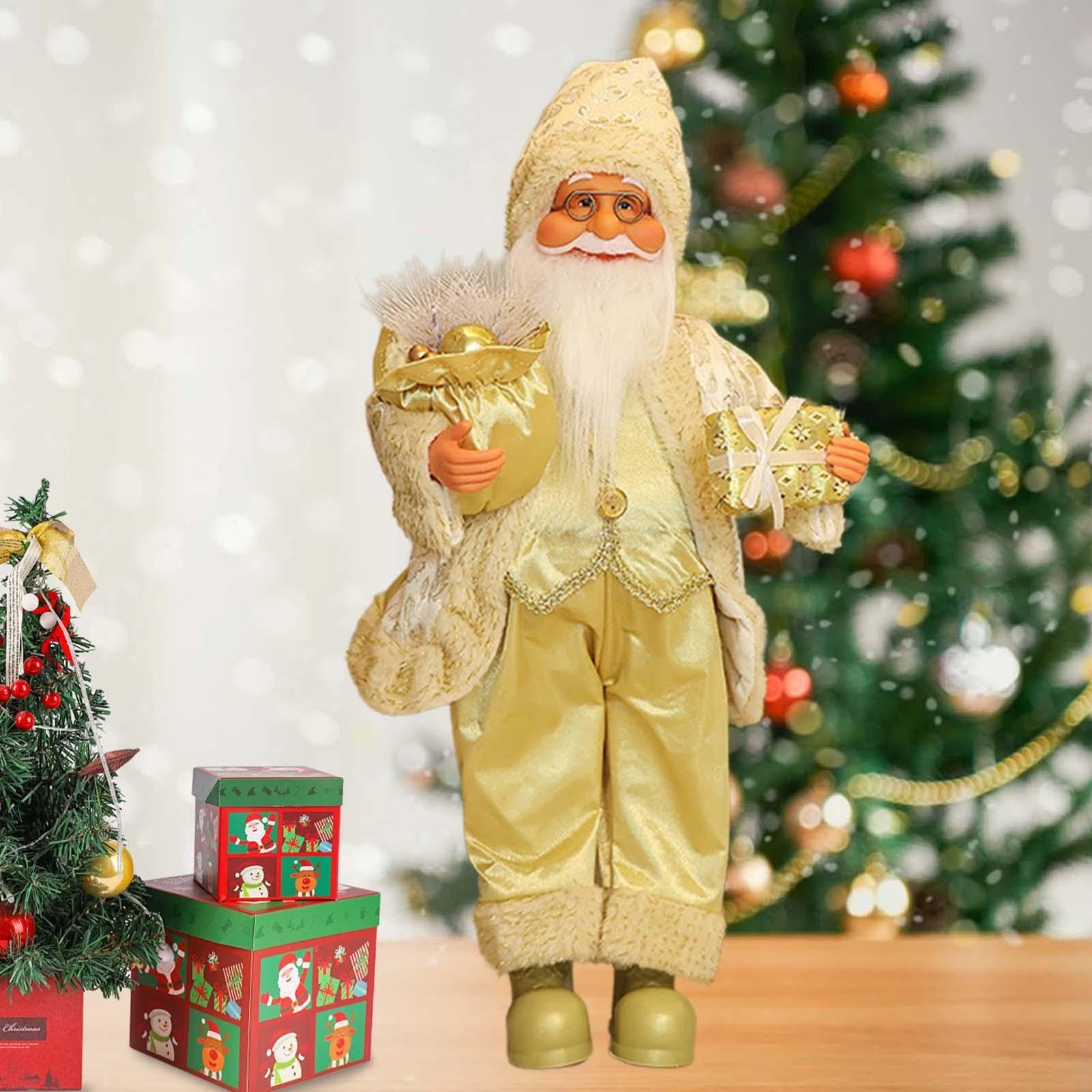 Figura de Papá Noel, Muñeco de Papá Noel, Decoración Navideña de Pie para La Fiesta de Navidad, Figura de Papá Noel para El Dormitorio, Amarillo, Individual
