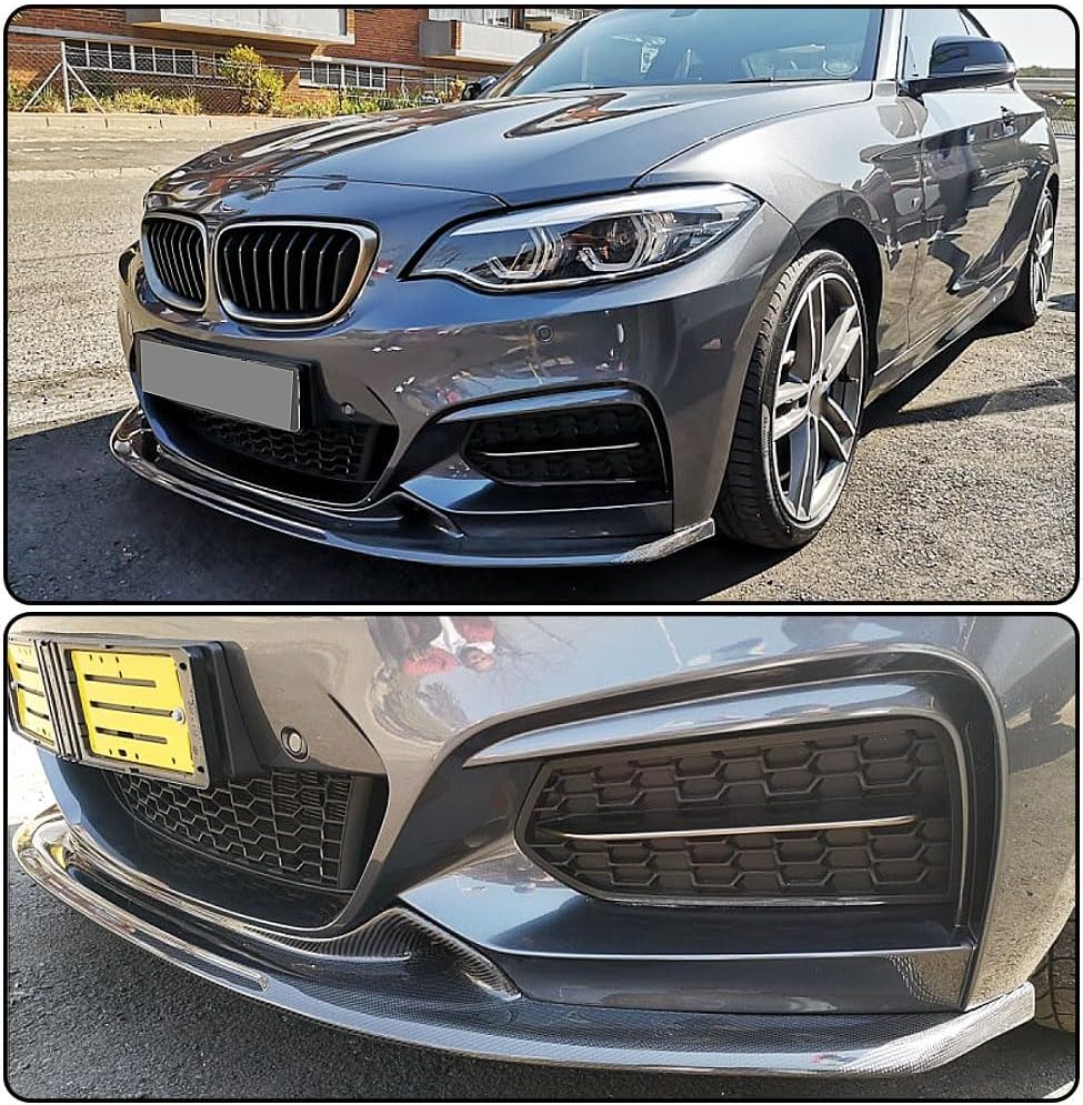Real Front Bumper Lip fits for BMW 2 Series F22 F23 M Sport Coupe Convertible 2Doors 2014-2019 220i 228i 230i M235i M240i M-tech Auto Carbon Fiber Chin Spoiler Splitter Protector