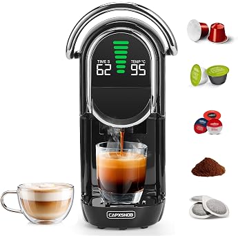 ماكينة كبسولات Magician1 Mini 5 في 1 لـ Nespresso Dolce Gusto Lavazza A Modo Mio ESE Pad Coffee Powder 20bar 1450W LED Display 7 Water Levels Hot-Cold Mode ماكينة قهوة للمنزل والمكتب