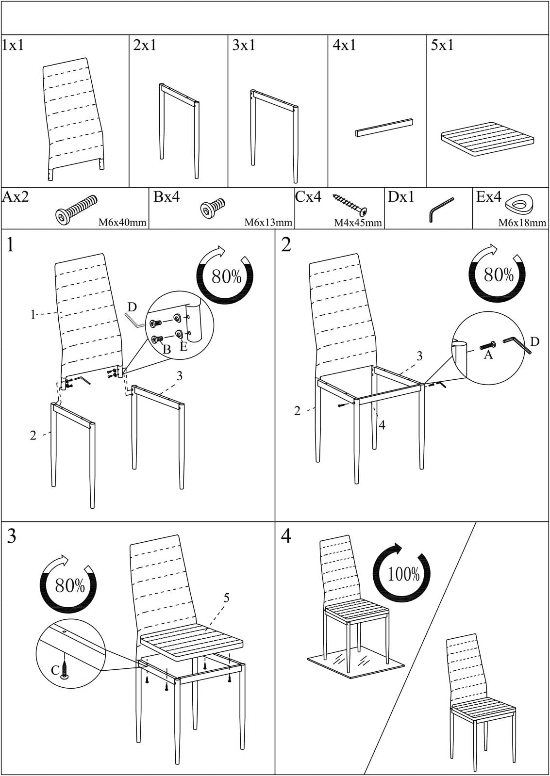 buybyroom Esszimmerstühle 4er Set Metall Küchenstuhl, Esstisch Stuhl Bequemer Polsterstuhl SitzfläChe,Schwarz