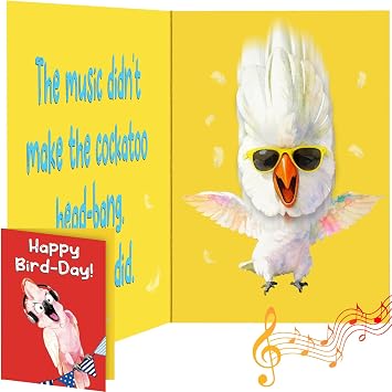 Funny Musical Parrot Birthday Card with Singing Sound & Head-Banging Motion, Pop-Up Surprise Birthday Card, Silly Happy Birthday Card for Friends, Him or Her, Unique Birthday Gift