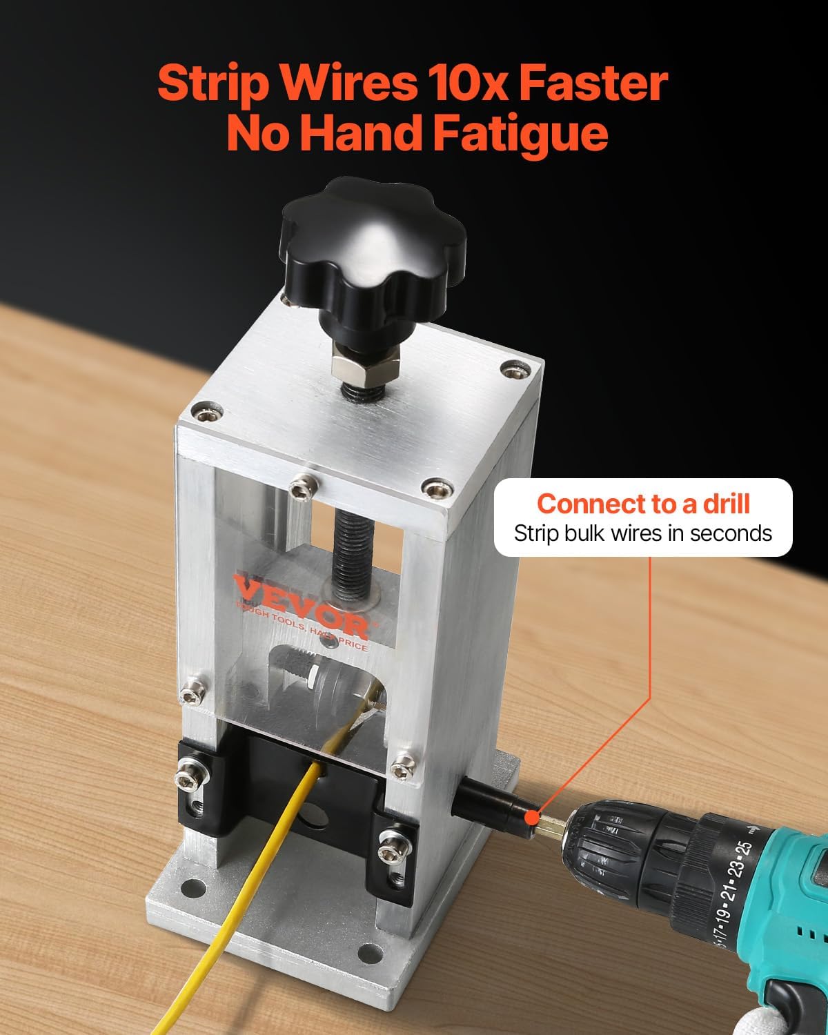 VEVOR Manual Wire Stripping Machine, 0.06''-1.18'' Copper Stripper with Hand Crank or Drill Powered, Visible Stripping Depth Reference, Portable Aluminum Frame Wire Peeler for Scrap Copper Recycling