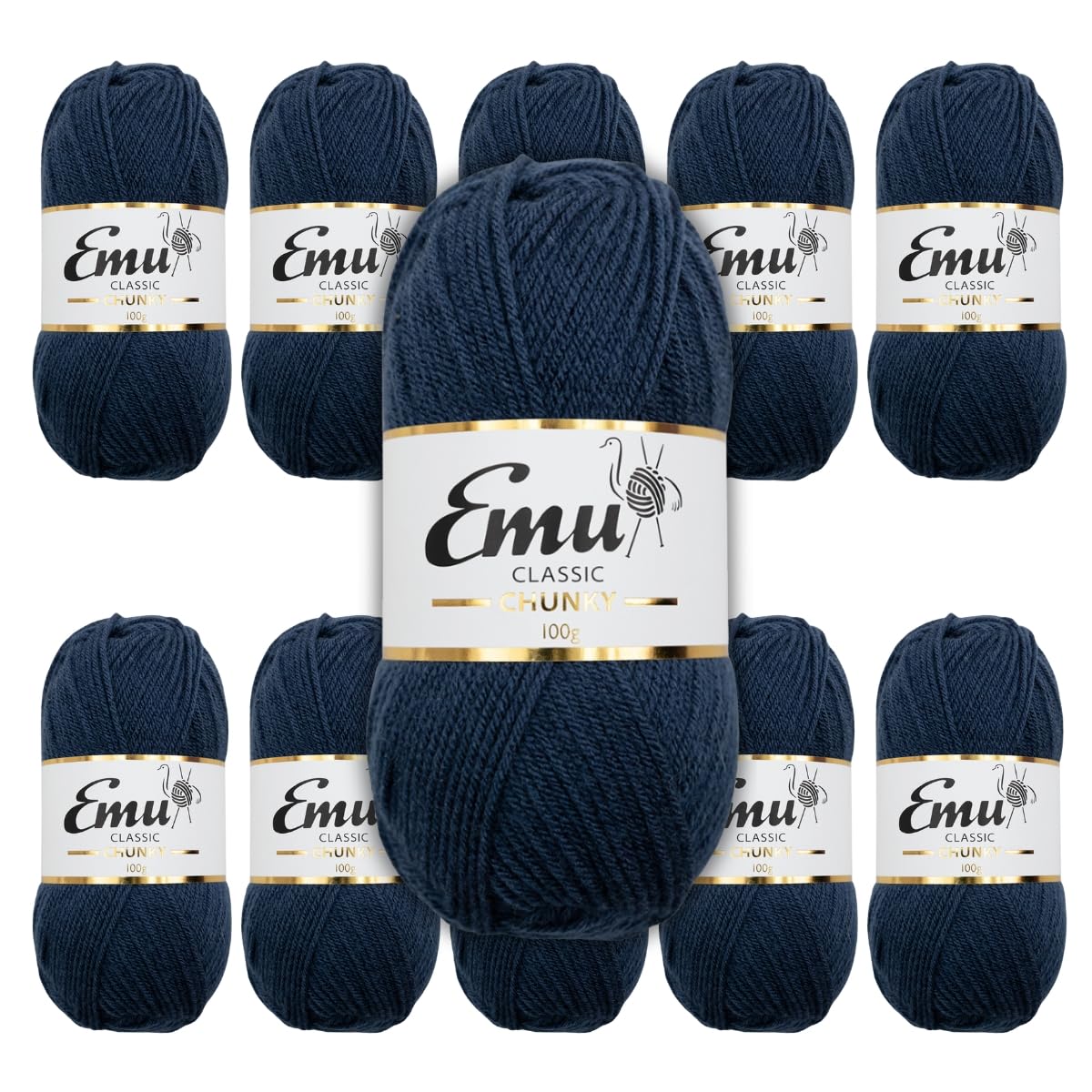 Emu Classic Chunky Acrylic Yarn 100g Balls 164m, Pack of 10, Frenchie - 160