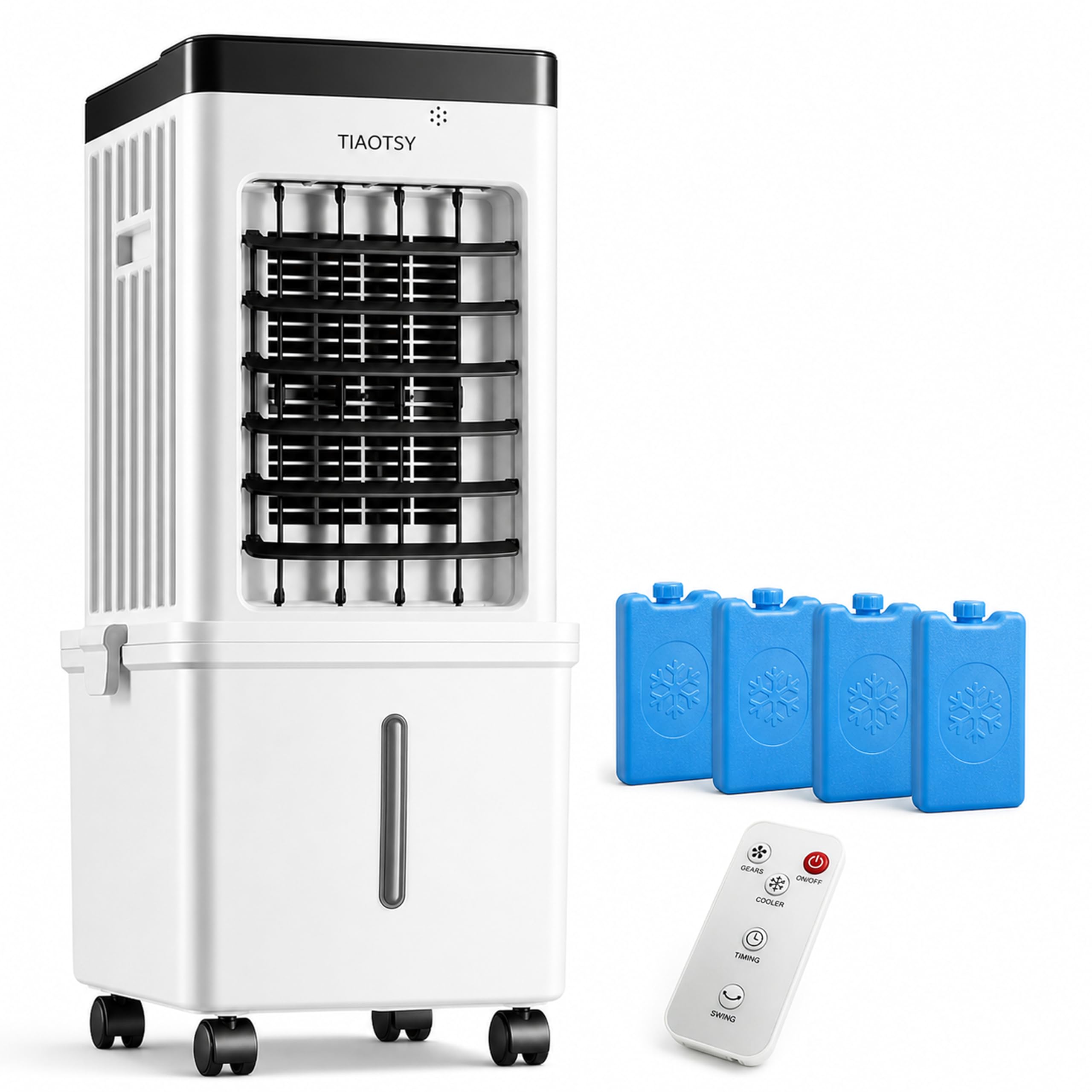 TIAOTSY Evaporative Air Cooler with 12L Water Tank, Remote, 3 Speeds, 15H Timer