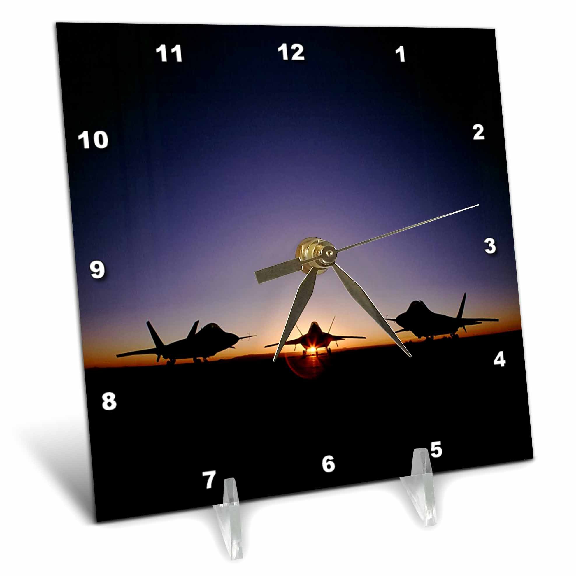 3D Rose 3dRose Air Force-Desk Clock, 6 by 6-inch (dc_13896_1)