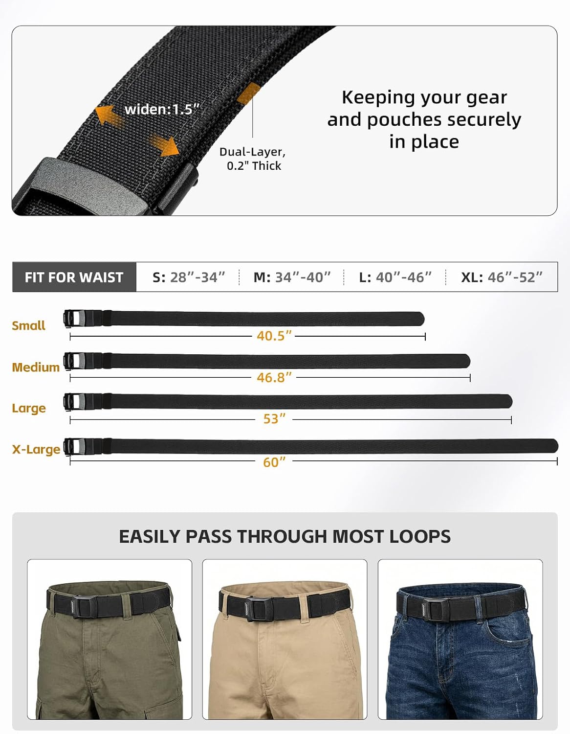 IDOGEAR Sports Tactical Ratchet Belt 1.5" EDC Gun Belt Heavy Duty CCW Carry Belt with Quick-Adjust Buckle for Duty Range Outdoor