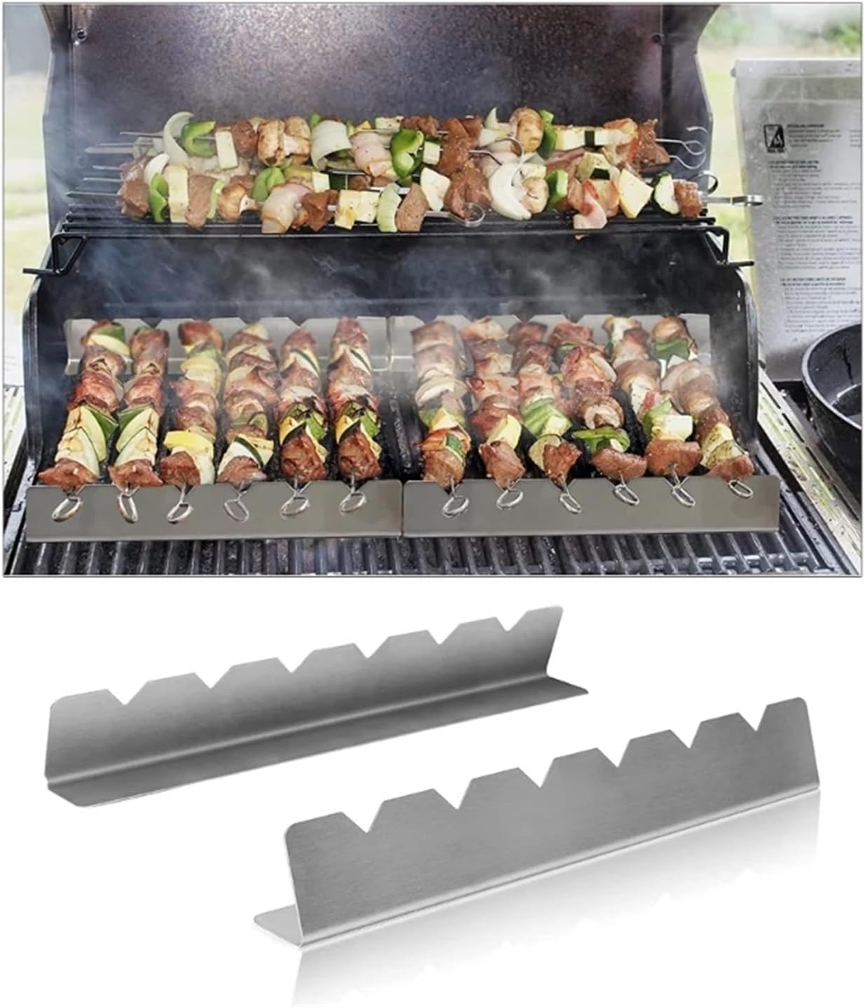 2 Pack Kebab Rack for Kebab Stainless Steel Skewers Holder Metal Skewers Stand for BBQ Grilling Accessories
