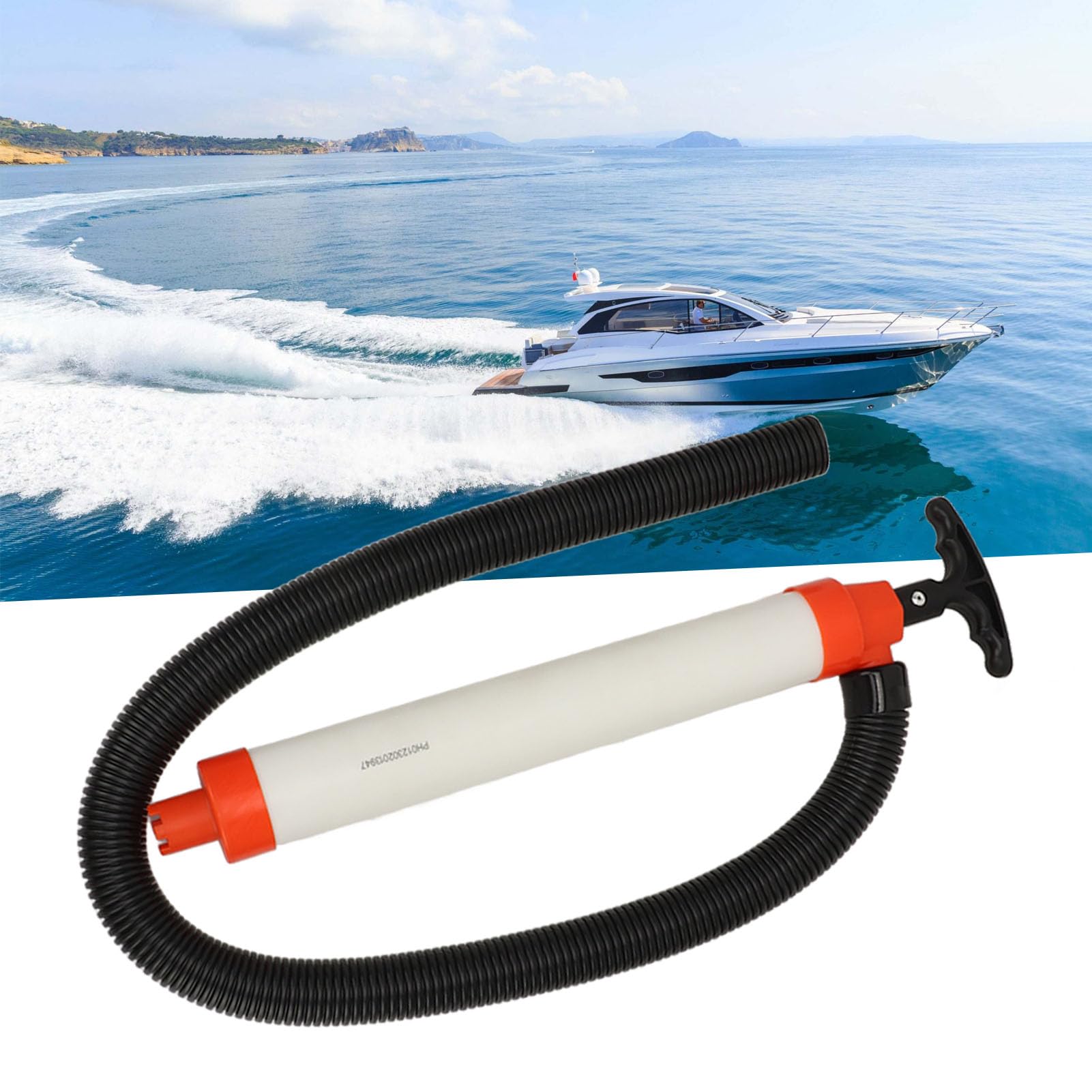 Bomba de Achique Manual Bomba de Agua Portátil para Yates, Barcos de Pesca, Lanchas Rápidas (WHITE)