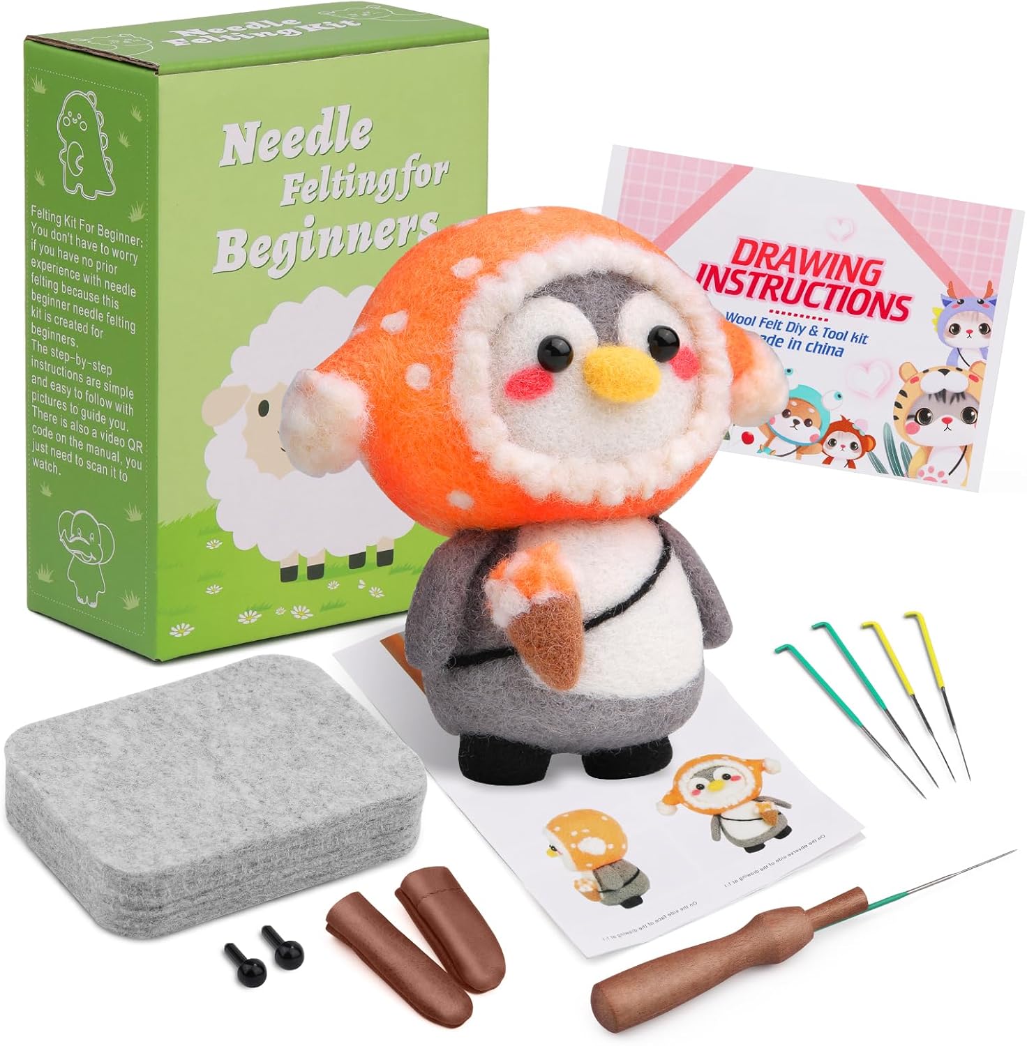 FTEVEN Needle Felting Kit Penguin, Needle Felting Kit for
