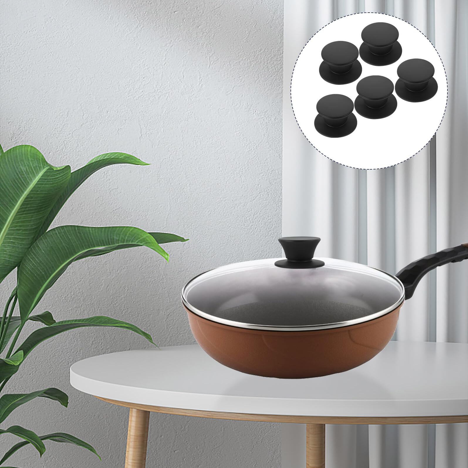 5 piezas Tiradores de Silicona Resistentes al Calor para Tapas de Ollas y Sartenes Mango Antiescaldaduras con Tornillos para Repuesto de Tapa de Cocina