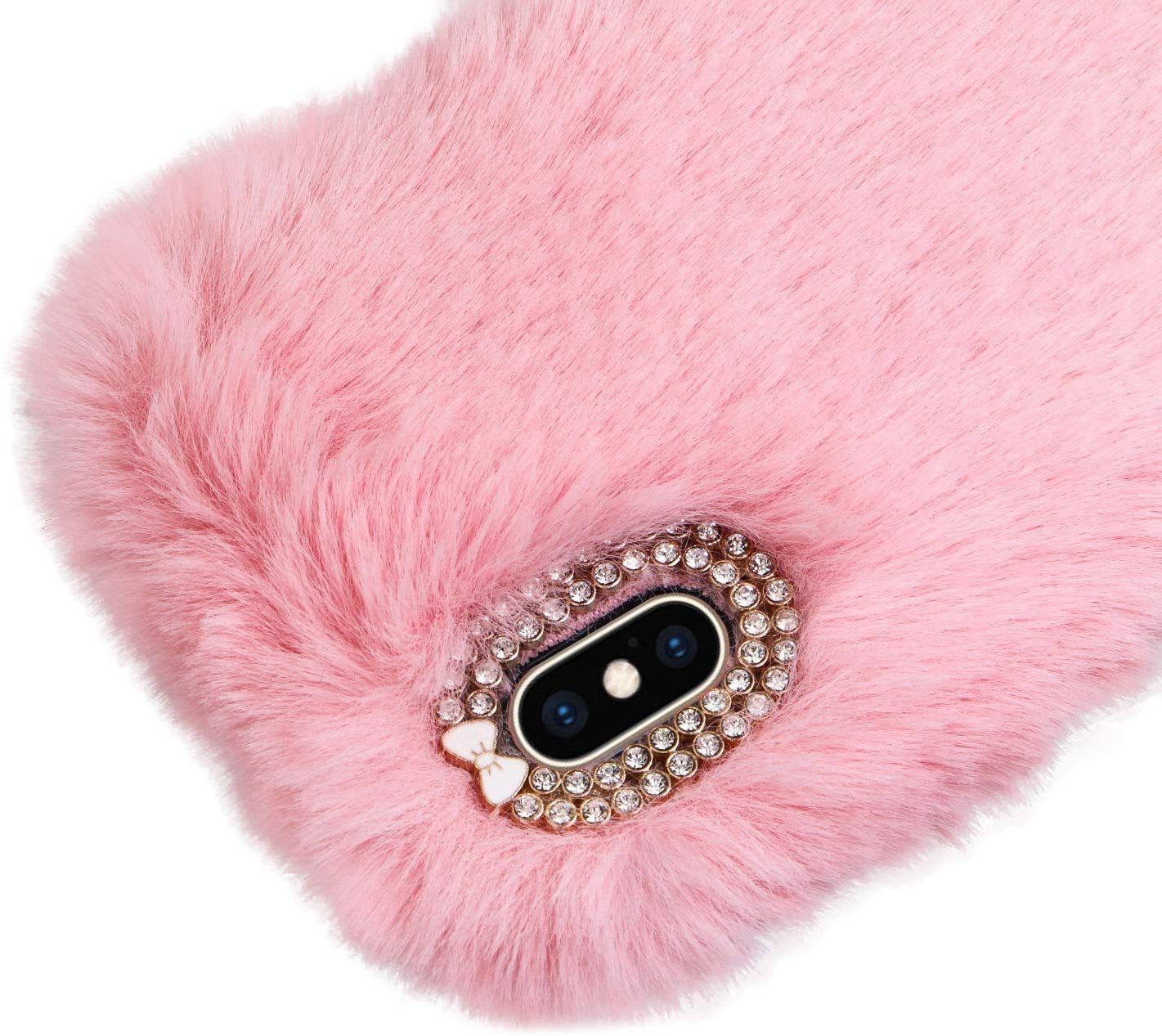 YKTO Plush Bunny Phone Case For Google Pixel 9 Soft And Comfortable To The Touch Fluffy Warm Phone Cover Cute Imitation Rabbit Plush Phone Case For