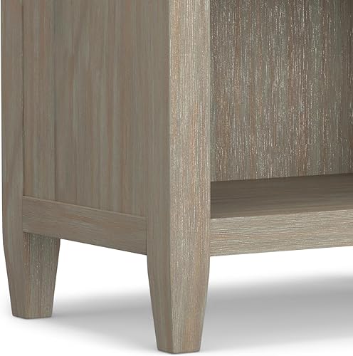 Miniatura 11 de SIMPLIHOME Carlton - Mesita de noche de madera maciza de 24 pulgadas de ancho en gris envejecido, mesa auxiliar o auxiliar de transición para