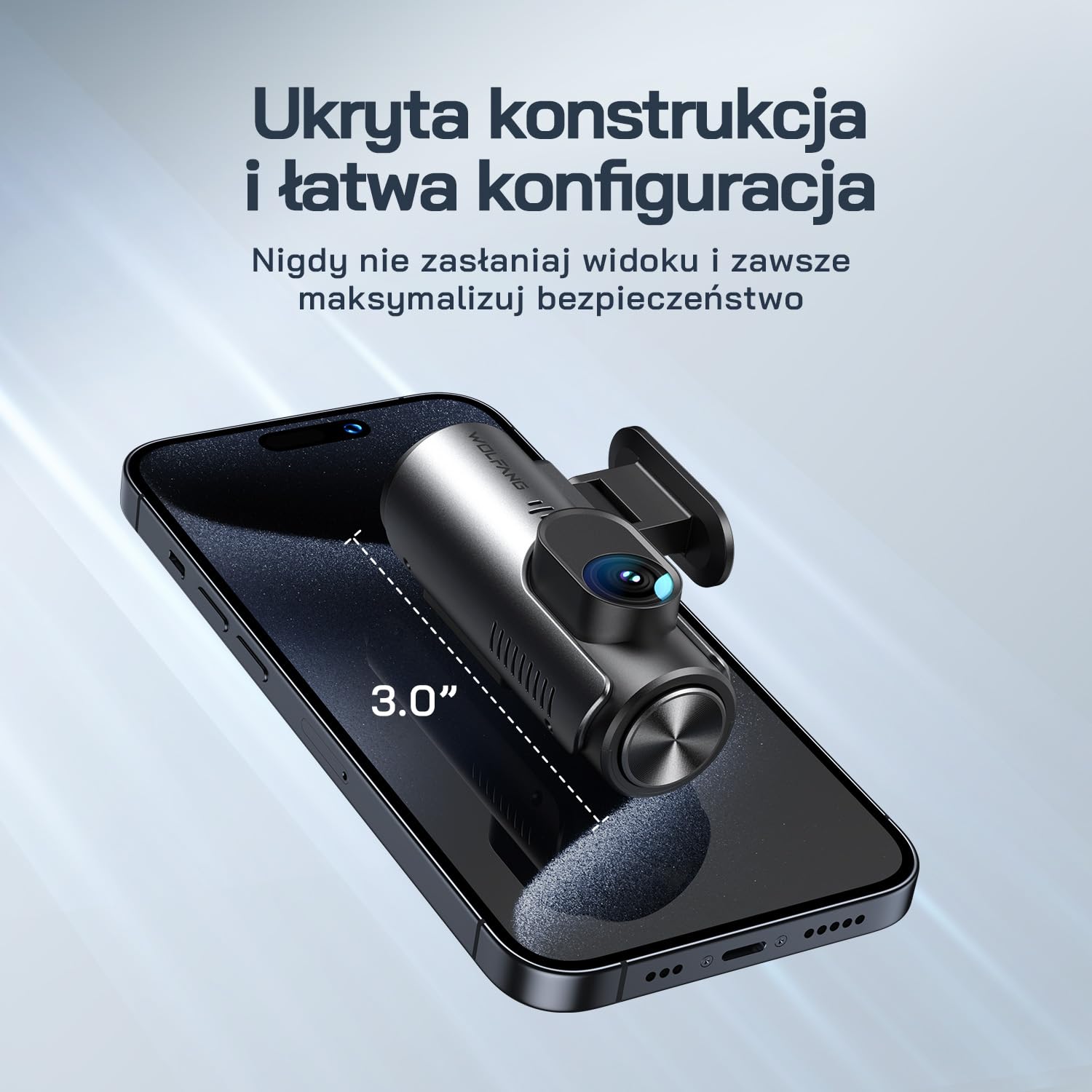 Kamera samochodowa WOLFANG 4K przednia i tylna kamera samochodowa Wi-Fi, podwójna kamera samochodowa z noktowizorem, nagrywanie w pętli, czujnik G, szeroki kąt 170, osłona parkowania
