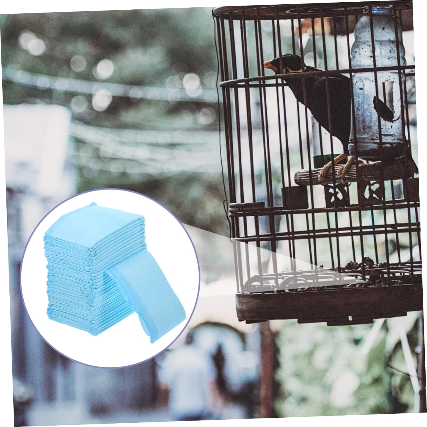 Kisangel 100pcs Bird Cage Liners Absorbent Bedding Mats for Parakeets Cockatiels Easy to Cage Supplies Pet Bedding for Comfort