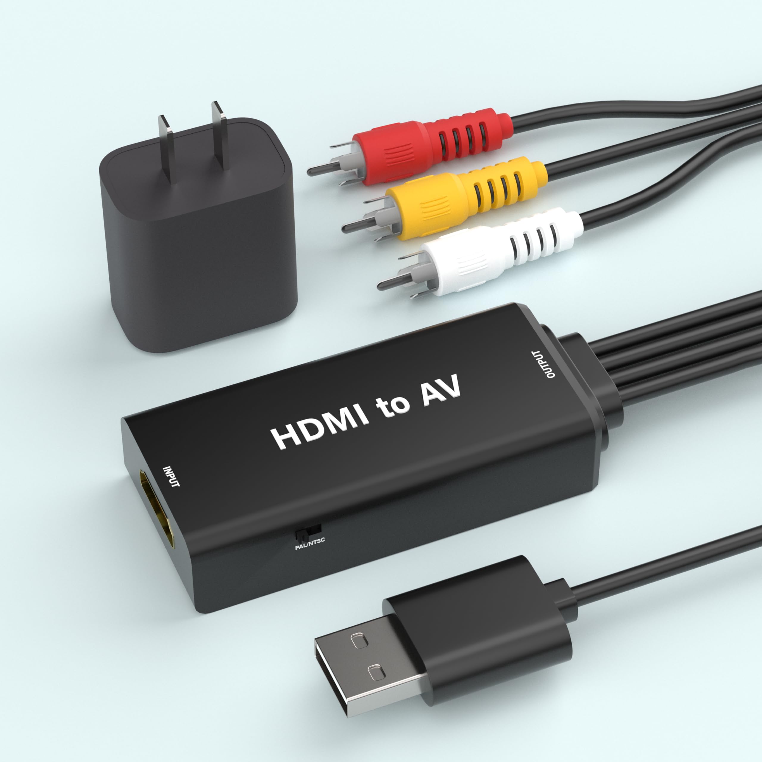 Convertidor HDMI A RCA, HDMI A AV 3RCA CVBS 1080P Convertidor De Audio