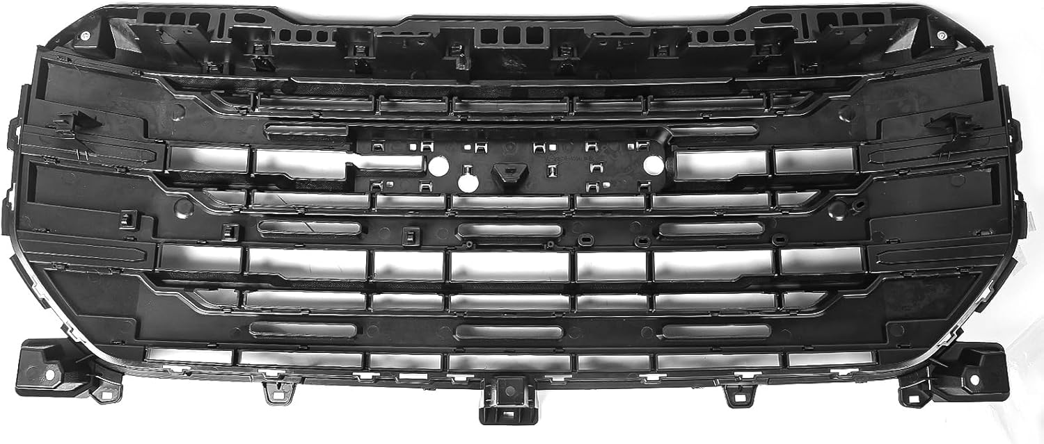 Black 2pcs Grille Compatible with GMC Sierra 1500 SLE/Pro/Elevation 2022 2023 2024 Hood Mesh Front Bumper Upper Grill + Upper Grille Cover 84878061