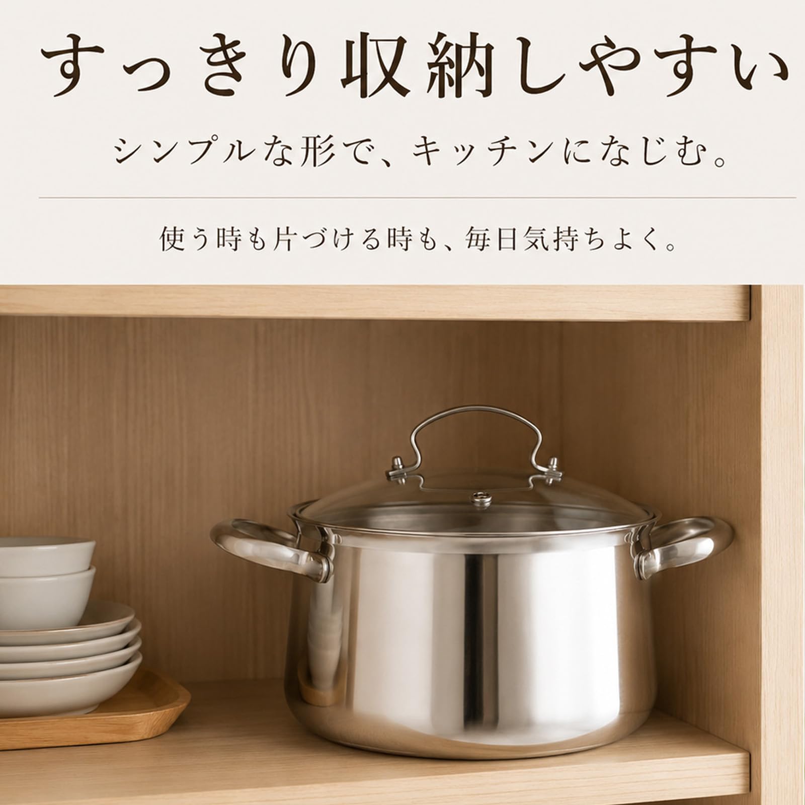 DELARLO 三層構造ステンレス製スープ鍋, 大容量, IH対応, 強化ガラス蓋付き,シルバー, 18/10ステンレス製調理表面 (6.5L蒸し器付き)