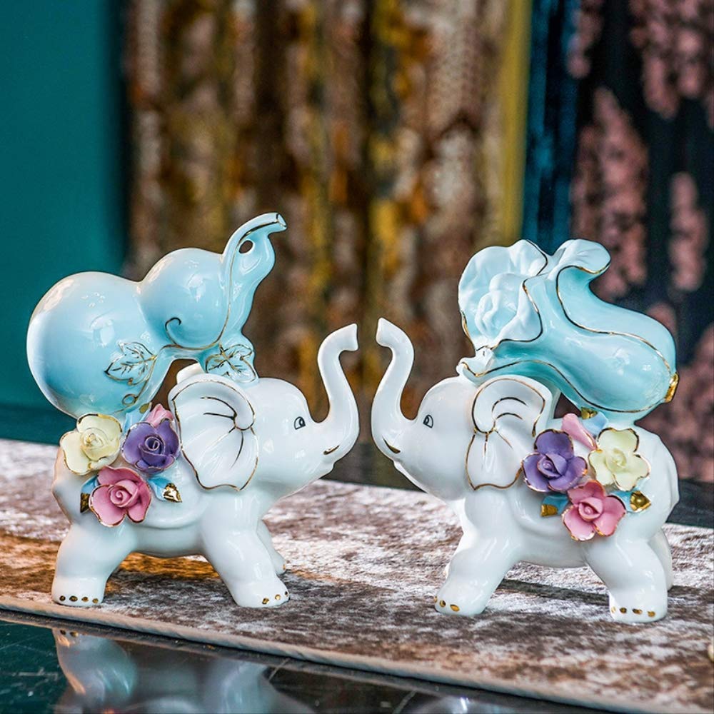 Estatuas de Elefante de cerámica, Adornos Decorativos para el hogar, decoración de Feng Shui Chino, atraen Riqueza y Buena Suerte