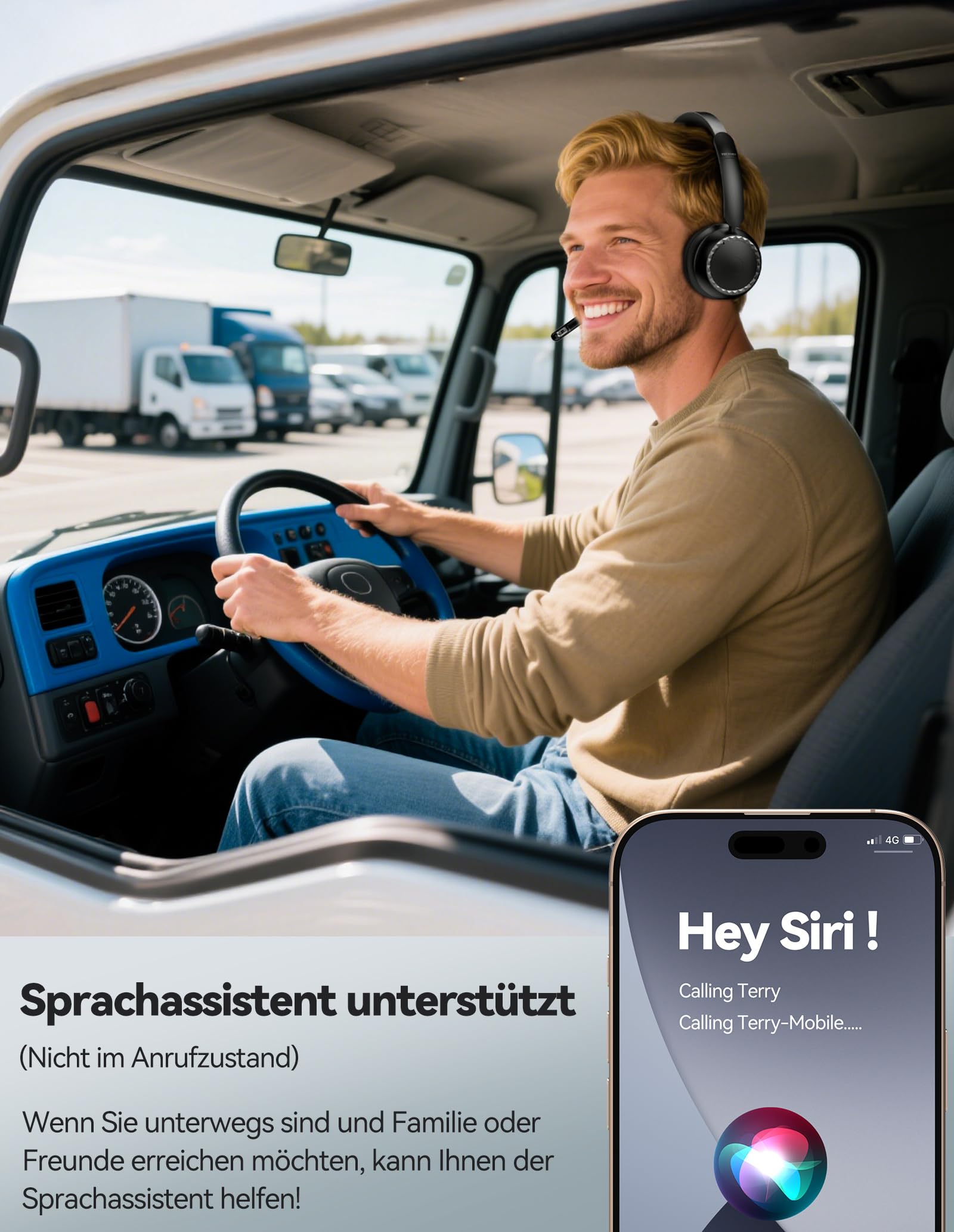 TECKNET V5.3 Bluetooth Headset mit Mikrofon, Wireless Headset mit AI Noise Cancelling Mikrofon, Ladestation, USB-Dongle, 55+ Std. Akku, Wiederaufladbar On-Ear Kopfhörer für Büro, Home, Callcenter