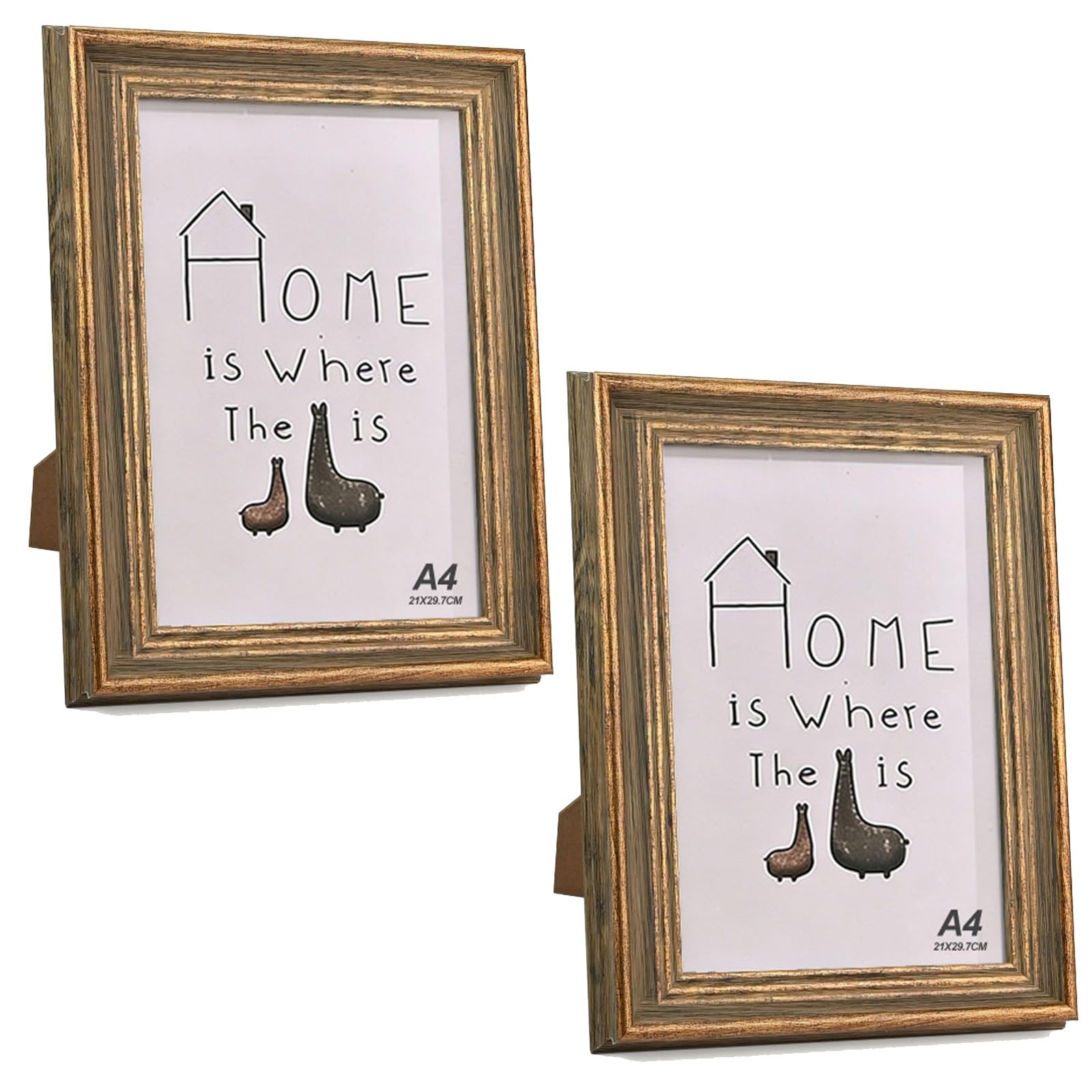 2PCS A4 Vintage Picture Frames, 21 x 30CM Antique Photo Frame, Tabletop or Wall Mount Picture Frames for Photos Certificates Posters, Home Decor Display, Gifts for Women Men, Bronze