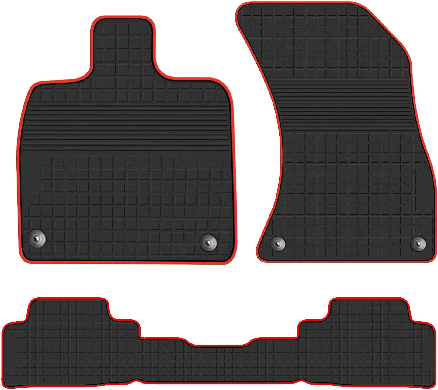 HD-Mart Audi Floor Mats Q5 SQ5 2018-2025 All Weather Car Floors Mat Custom Fit Black Red Rubber Floor Liners Set Waterproof Heavy Duty Odorless Audi Accessories (No Hybrid Models) 2018-2025 Audi Q5/SQ5 Floor Mat Red Edge