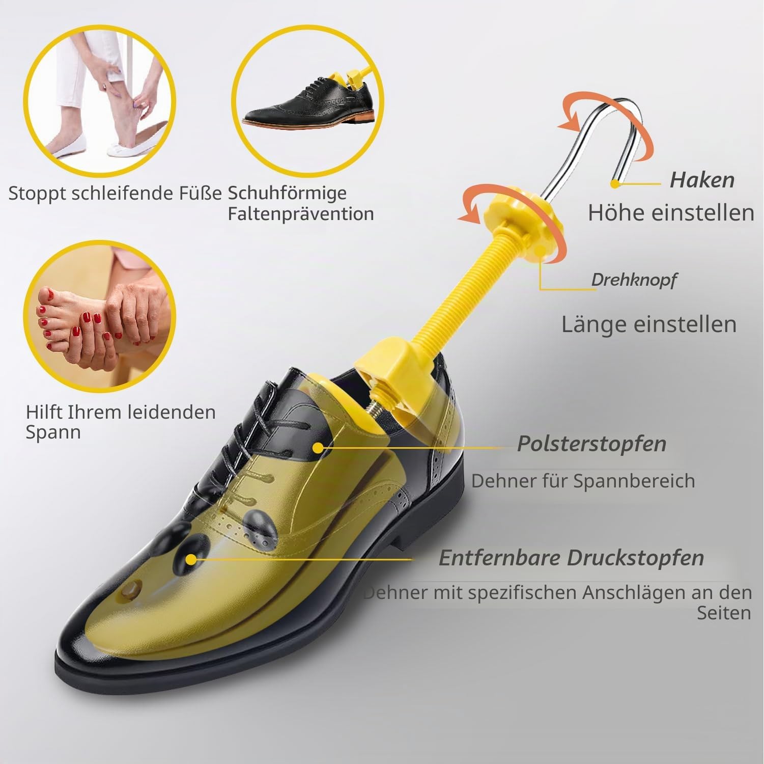 2-Wege-Schuhspanner(1 Einheit) ，erweitert die Höhe (Spann) und Länge der Schuhe für Damen und Herrn - Stoppen Sie schmerzliche Schuhe tragen