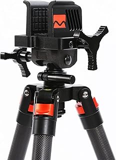 Carbon Fiber Tripod with Durable, Lightweight, Stable Design, Bubble Level and Hands-Free Operation for Hunting, Shooting and Outdoors, Black, Height: Up to 63.0" - EBODSJR