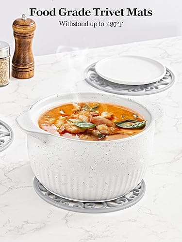 Miniatura 7 de SMARTAKE Juego de 3 tapetes de silicona para salvamanteles, multiusos, tallados, aislados, antideslizantes, duraderos, tapetes de cocina flexibles y