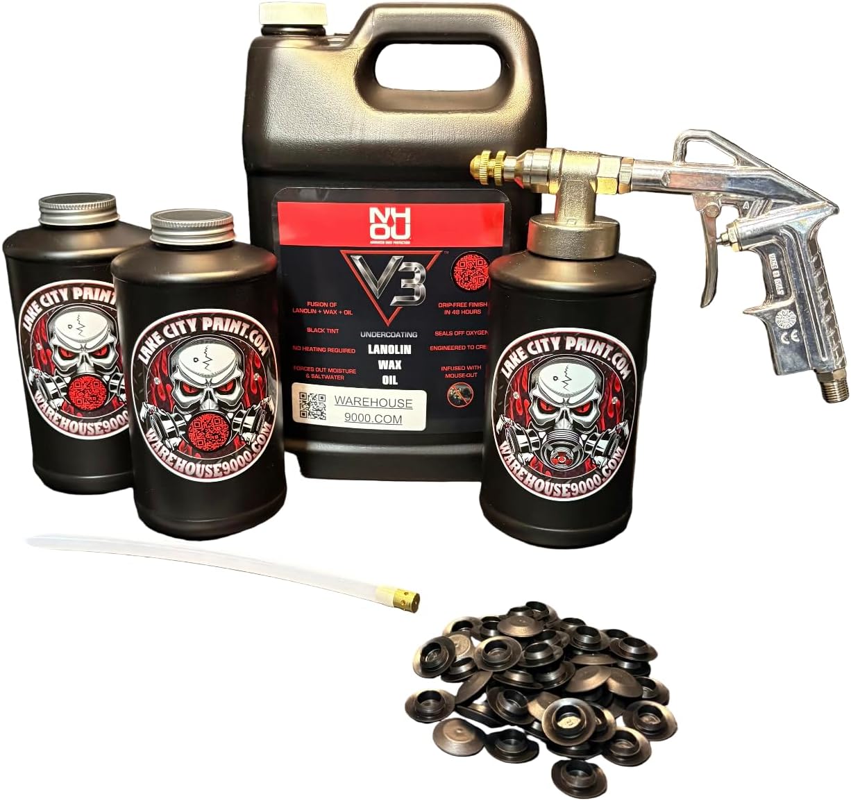 NH Oil V3 Pro Undercoating Gun - 360 Wand Kit (3 Quart Bottles)