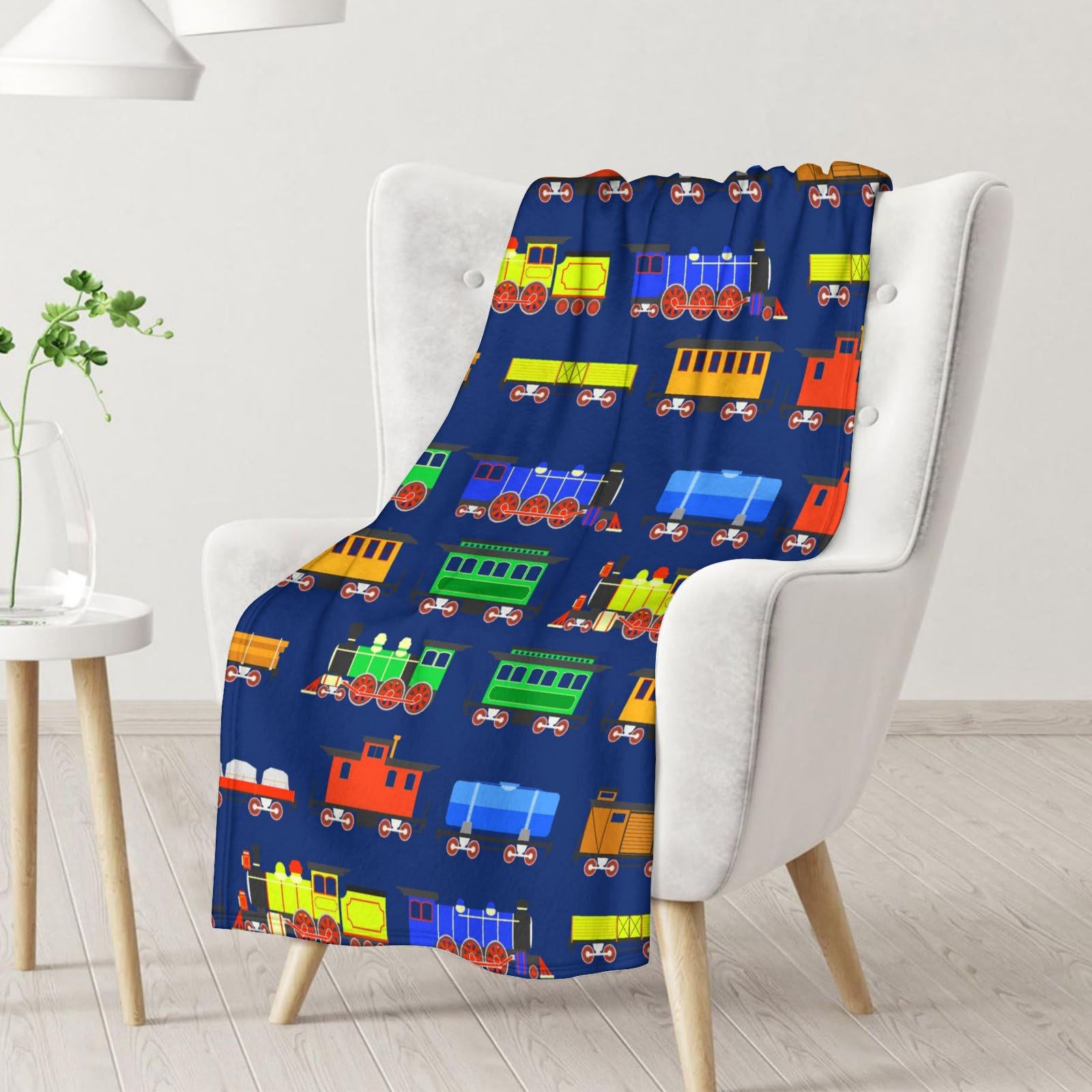 Train Blanket Throw for Teens - Plush Fluffy Blankets for Boys - 50